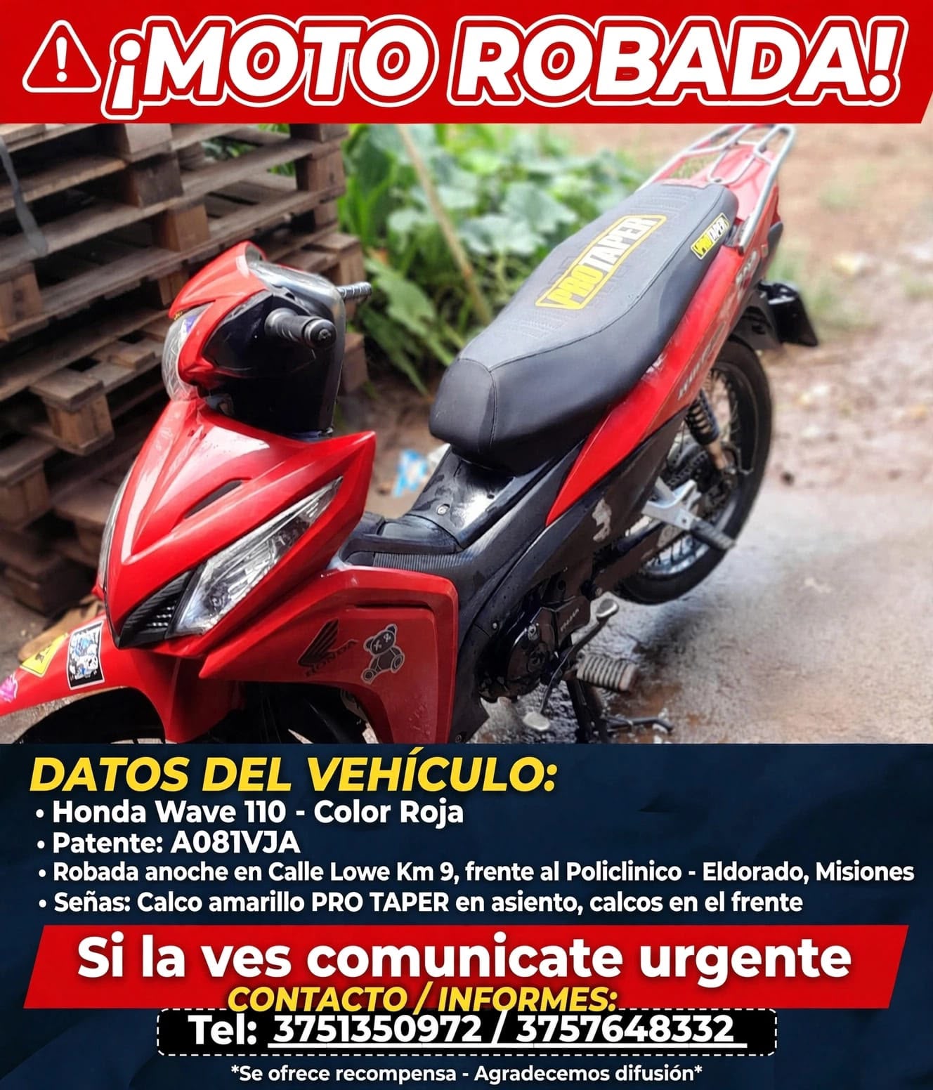 Inseguridad en Eldorado: robaron una moto en el km 9 2